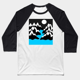 Mountain ranges river ocean night sea landscape Baseball T-Shirt